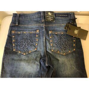 Rock &‎ Republic Women's Sz 4M mid rise bootcut tattle-tale Kassandra Blue Jeans